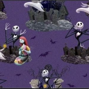 Nightmare Before Christmas Purple Cotton Fabric Quilts clothes costumes crafts